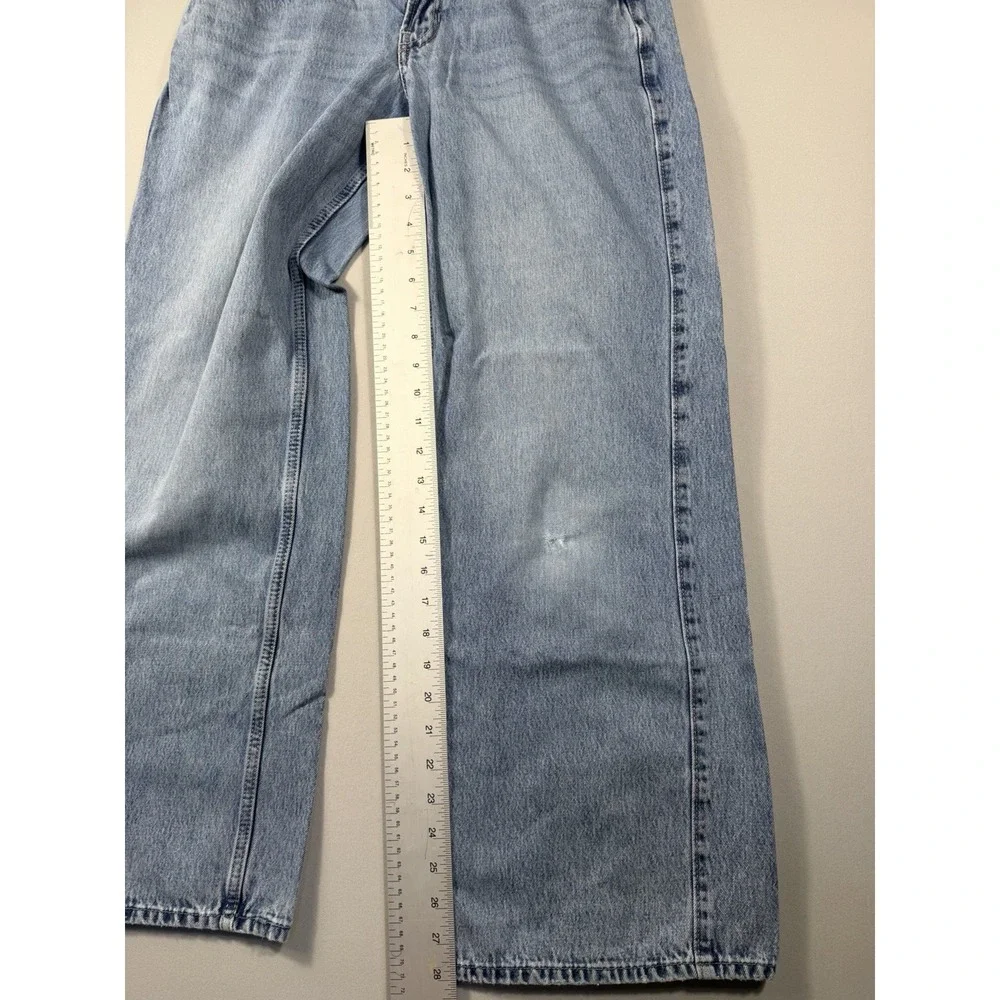 Hollister Low Rise Baggy Jeans Size 4R Light Wash Bow Embroidered Wide Leg Y2K
